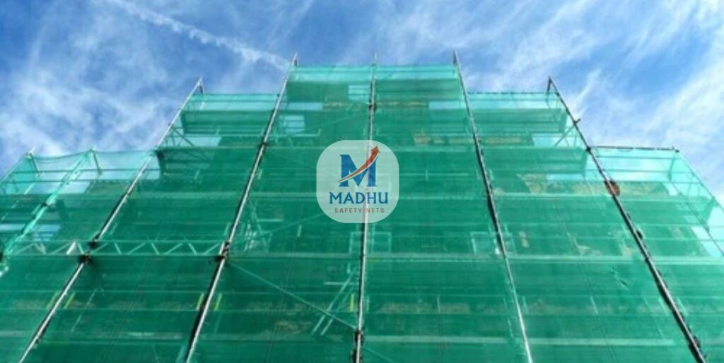 Construction safety nets installation in Andhra Pradesh for worker protection and debris control at building sites